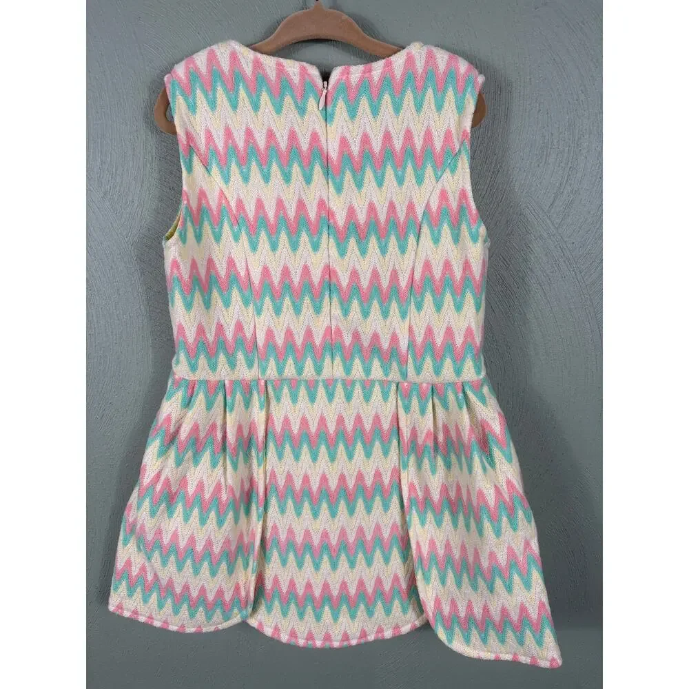 Sweet Charlotte Kids Girl's Size 5 Colorful Pink Cute Geometric Print Mini Dress